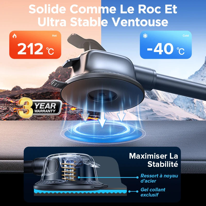 Support Téléphone Voiture Tableau de Bord 360° Bras Flexible 9 po