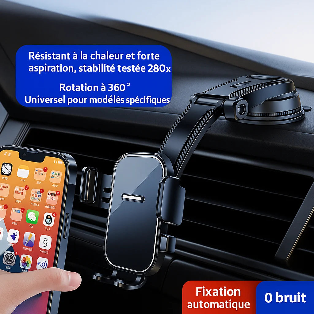 Support Téléphone Voiture Universel à Ventouse pour Navigation
