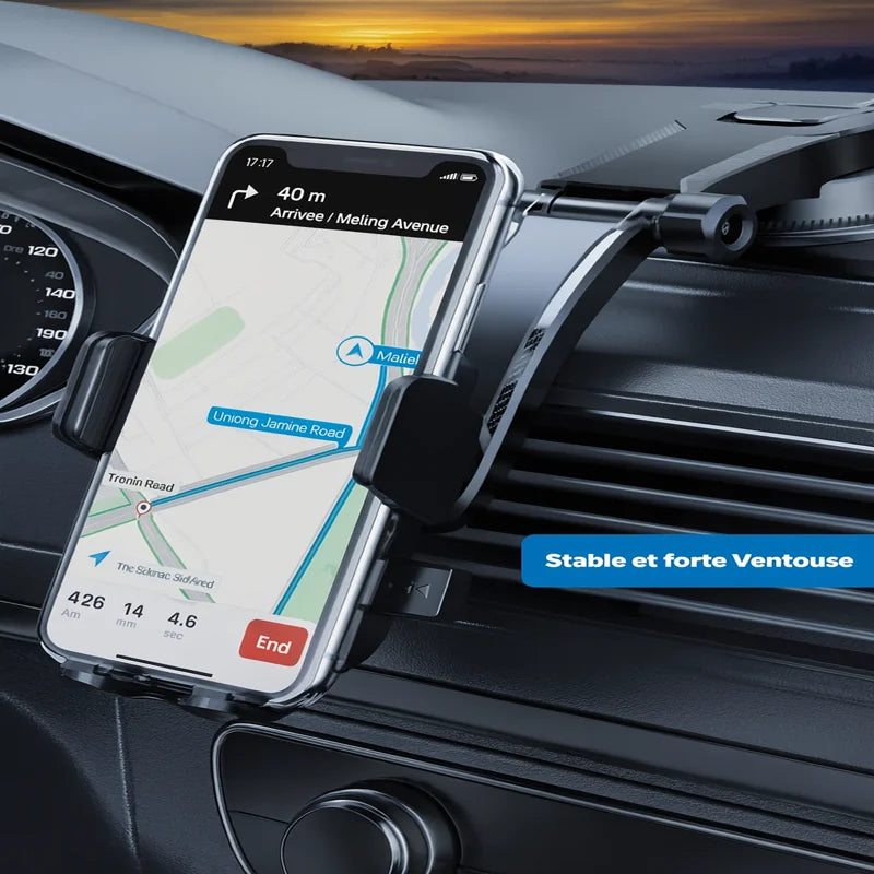 Support Téléphone Voiture Universel à Ventouse pour Navigation