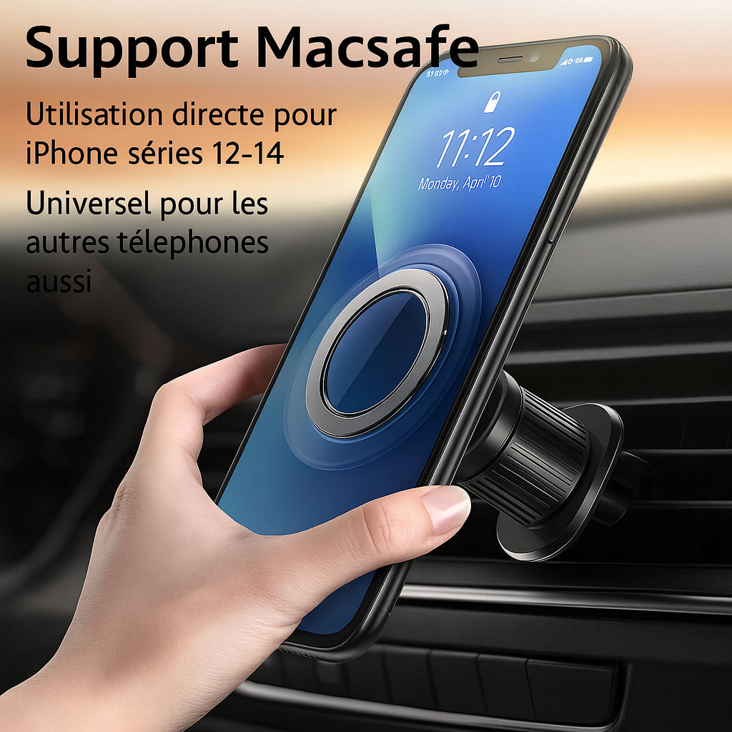 Support Magnétique Voiture MagSafe pour iPhone Samsung Xiaomi