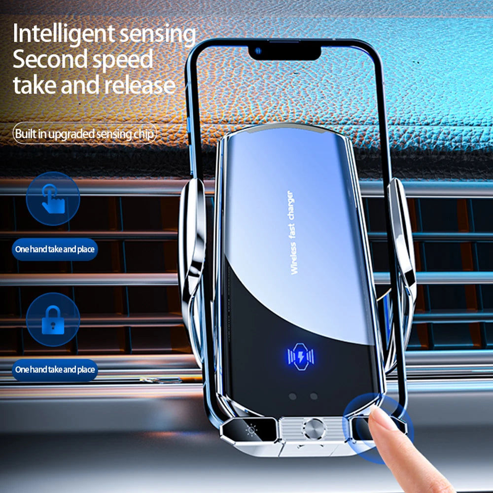 Support voiture 15W – Charge sans fil 3 en 1 avec adaptateurs magnétiques pour iPhone/Samsung