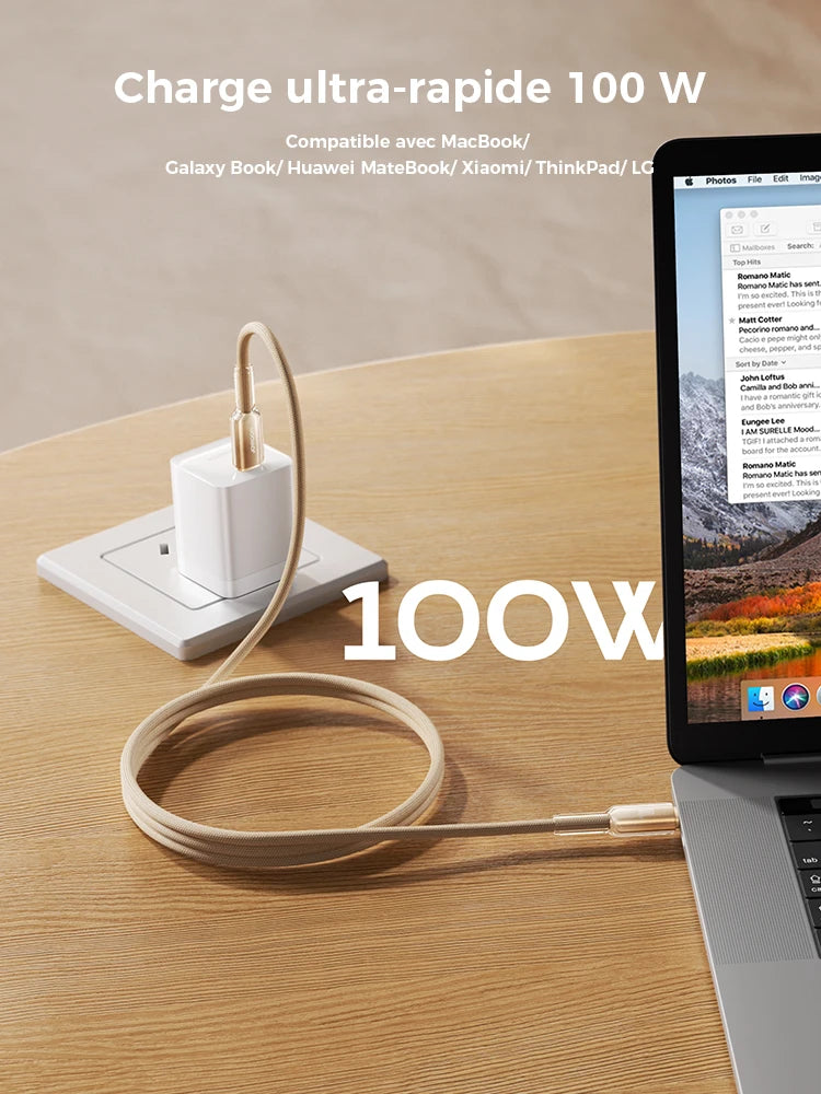 Câble USB-C PD 100W 1,2/2 m – Charge rapide et données