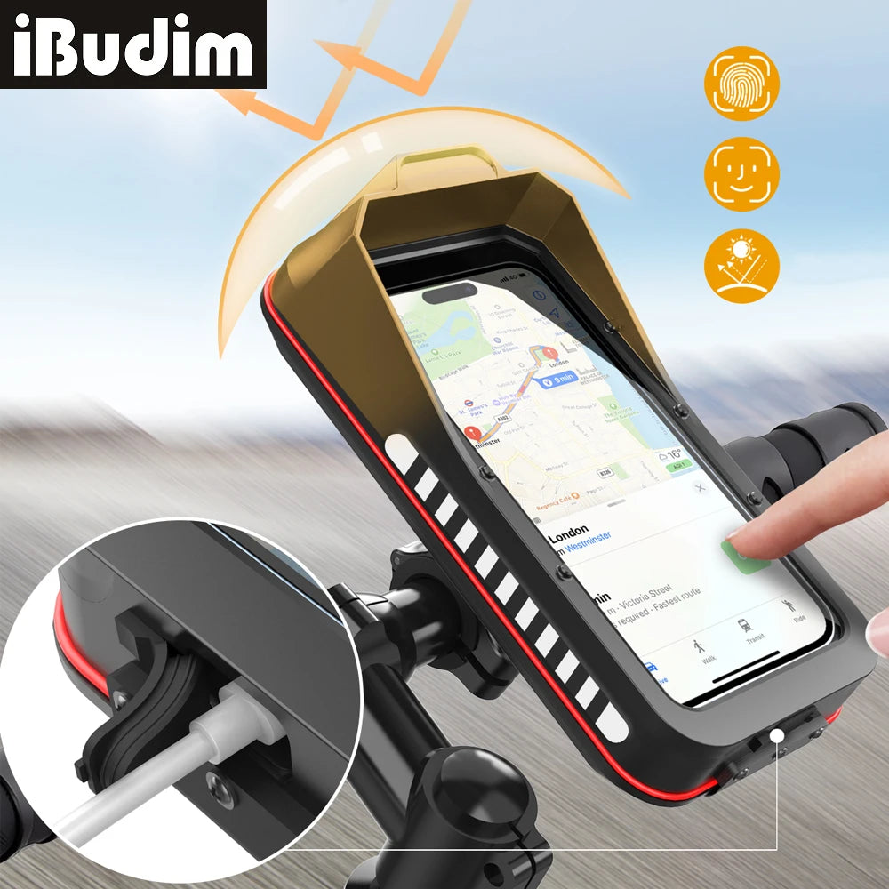 Support Téléphone Étanche Universel à Serrage Rapide – Guidon Moto/Vélo/Scooter, 4.7-7.0 pouces