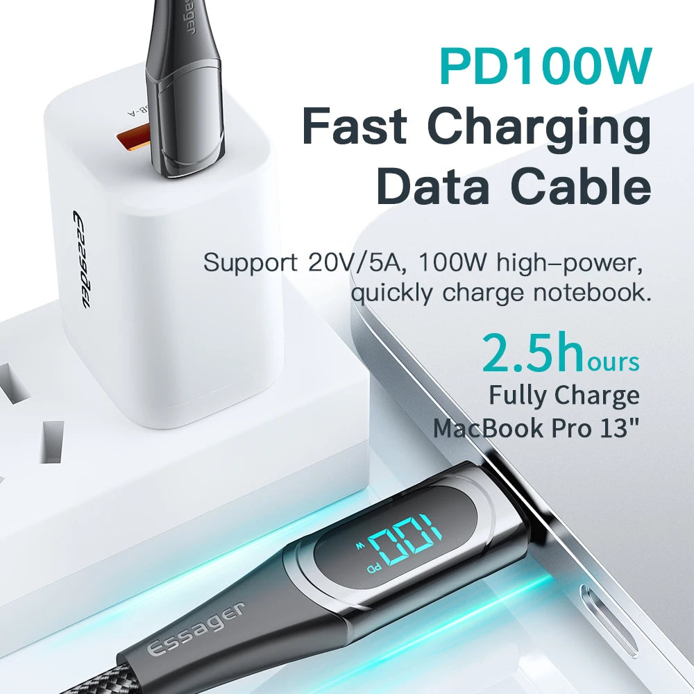 Câble USB-C 100W PD 2 m (USB-C vers USB-C)