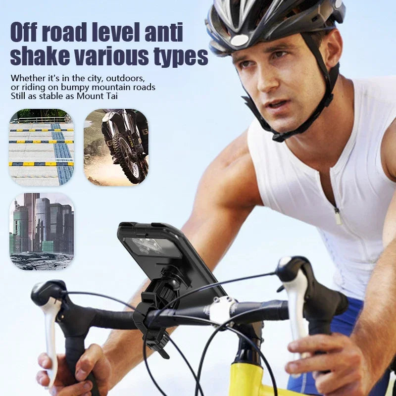 Support Téléphone Étanche 360° pour Moto/Vélo — GPS Ajustable (iPhone/Xiaomi)