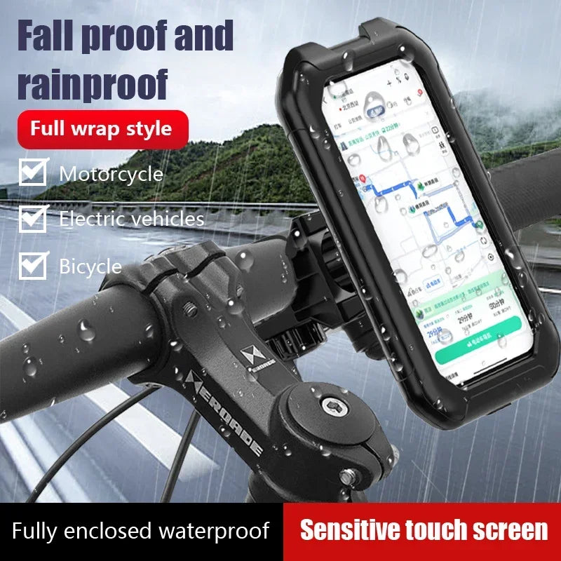 Support Téléphone Étanche 360° pour Moto/Vélo — GPS Ajustable (iPhone/Xiaomi)