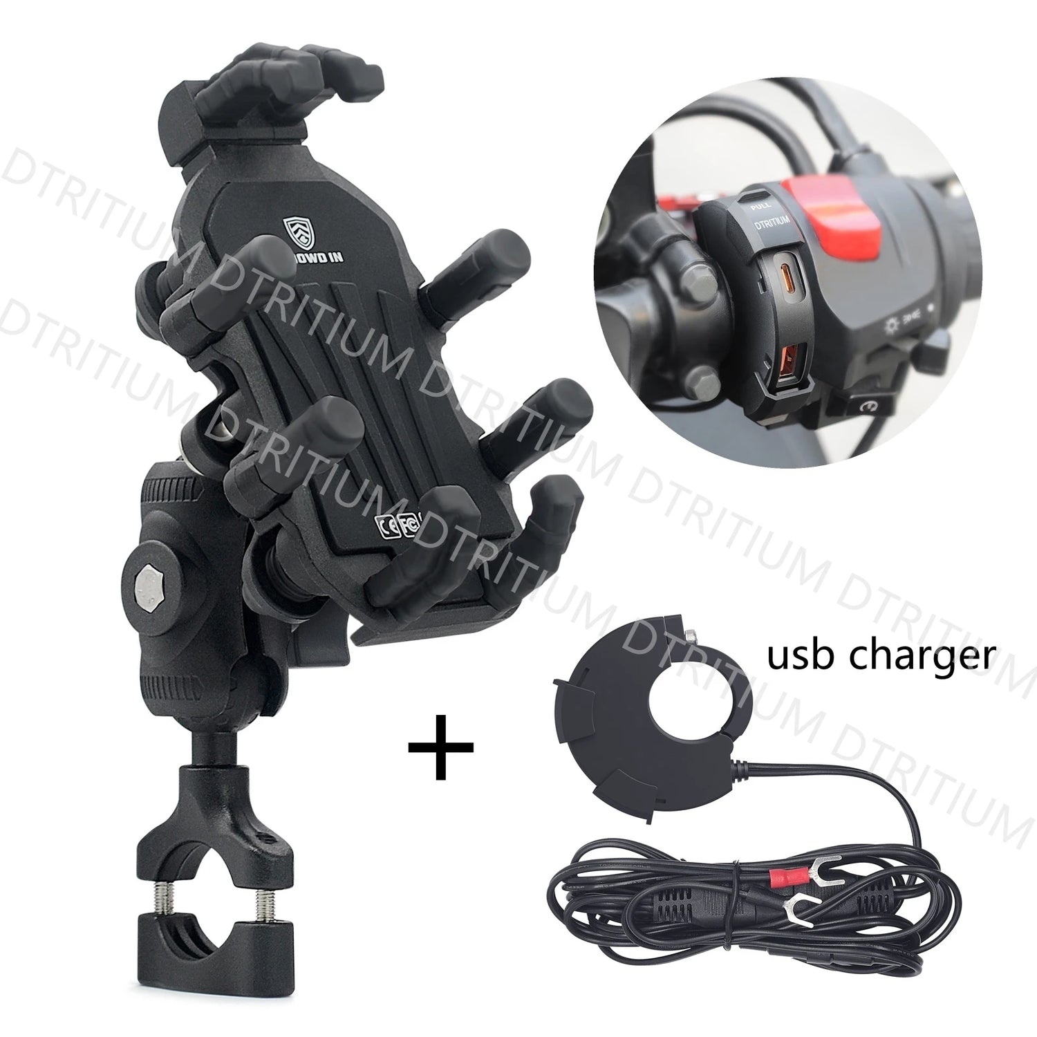 Support Téléphone Moto Aluminium Anti-Vibration pour Guidon et Rétroviseur