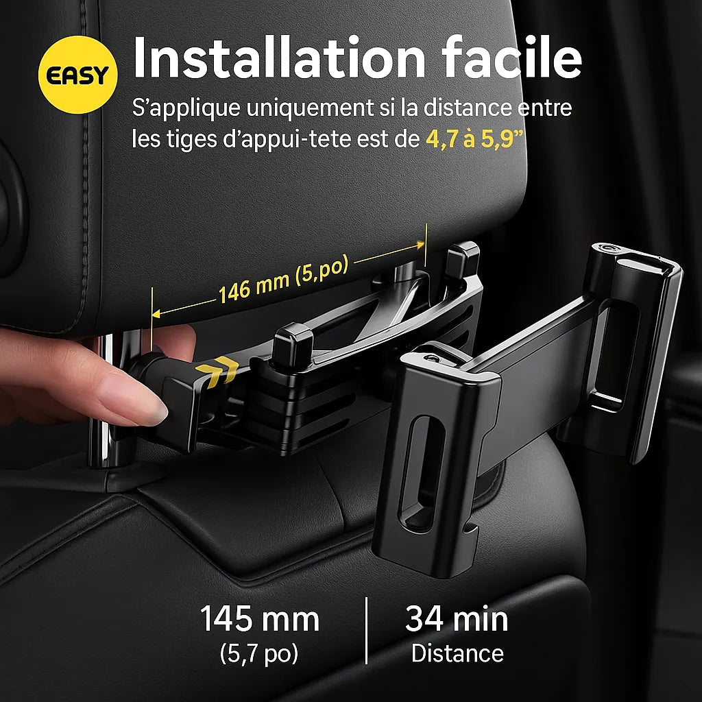 Support tablette voiture universel sur appuie-tête