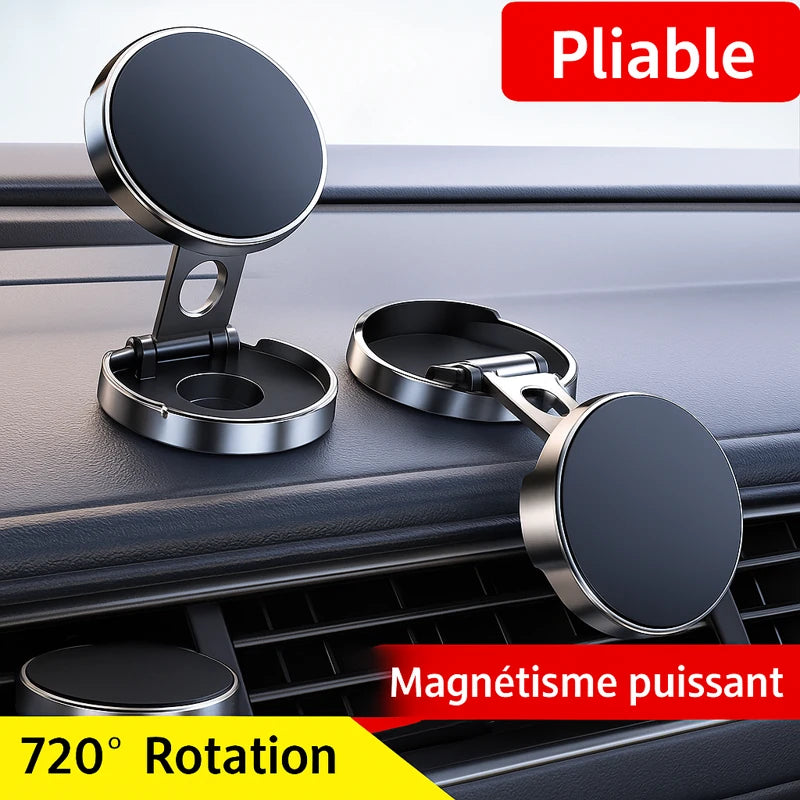 Support Téléphone Voiture Magnétique Rotatif 720° Pliable — Universel