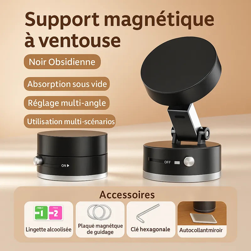 Support téléphone magnétique à ventouse pliable